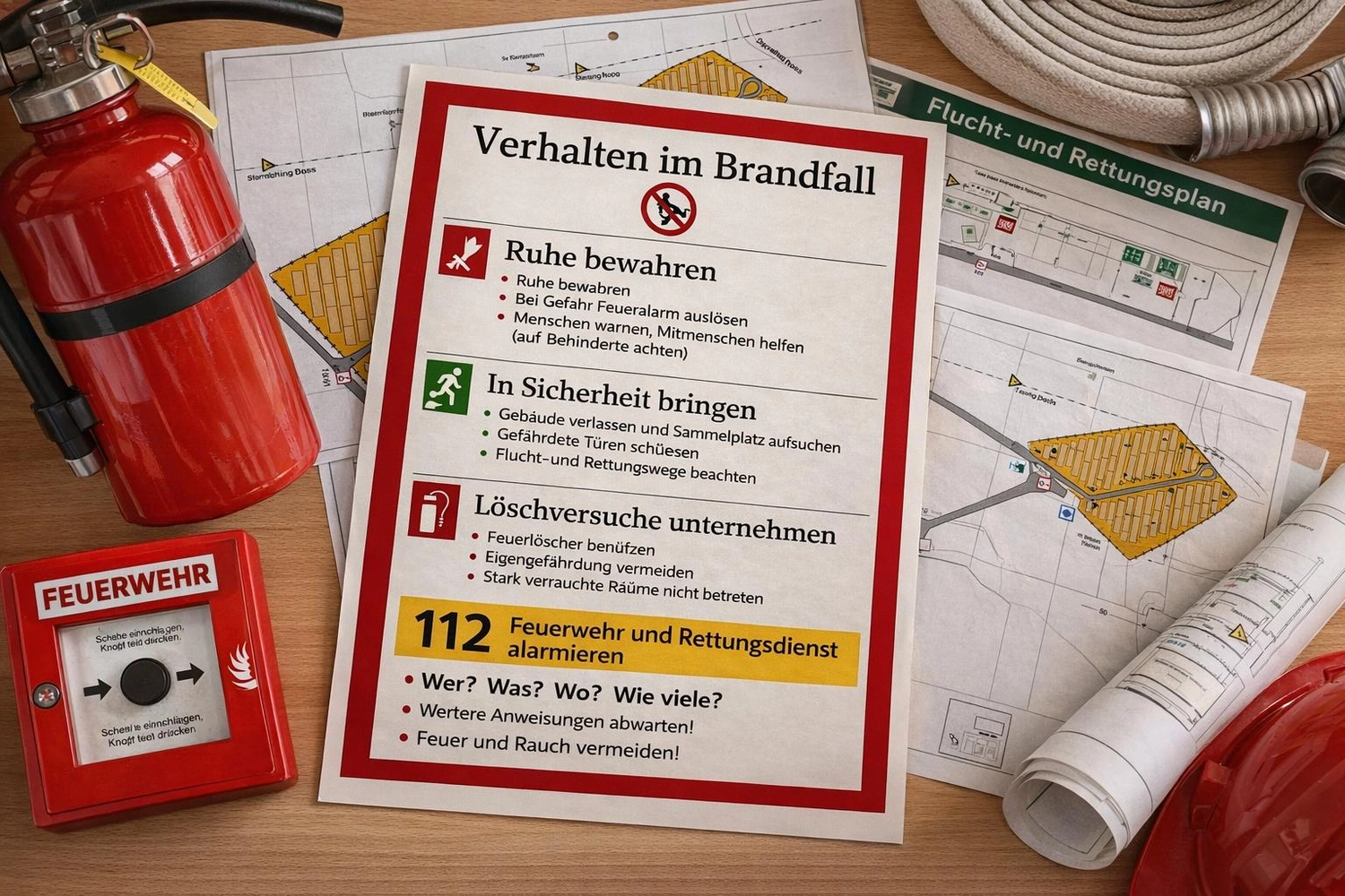 Brandschutz Tobias Scheunemann - Brandschutz und Schulung - Ein Informationsdokument mit einer Auflistung der Schritte zur Brandbekämpfung.